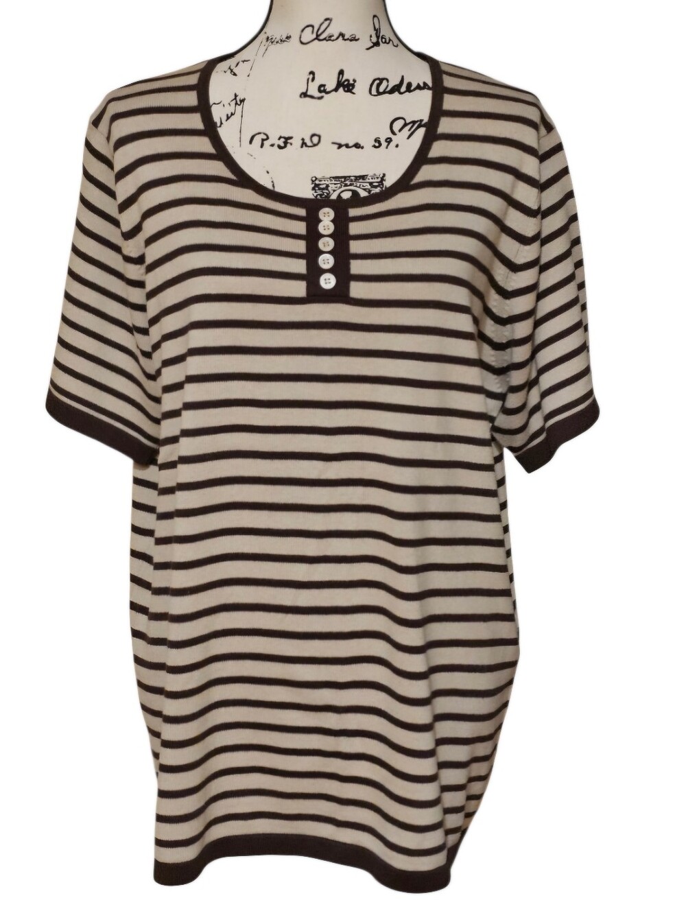 C.D. Daniels Classic Striped Knit Top - Cream & Brown